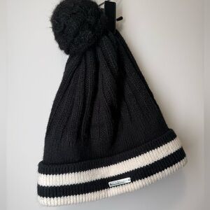 Vince Camuto Black and White Pom-Pom Hat